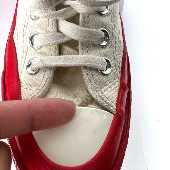 Comme des Garçons PLAY x Converse 7 Womens Red Sole Chuck 70 Low Sneaker - Picture 9 of 11